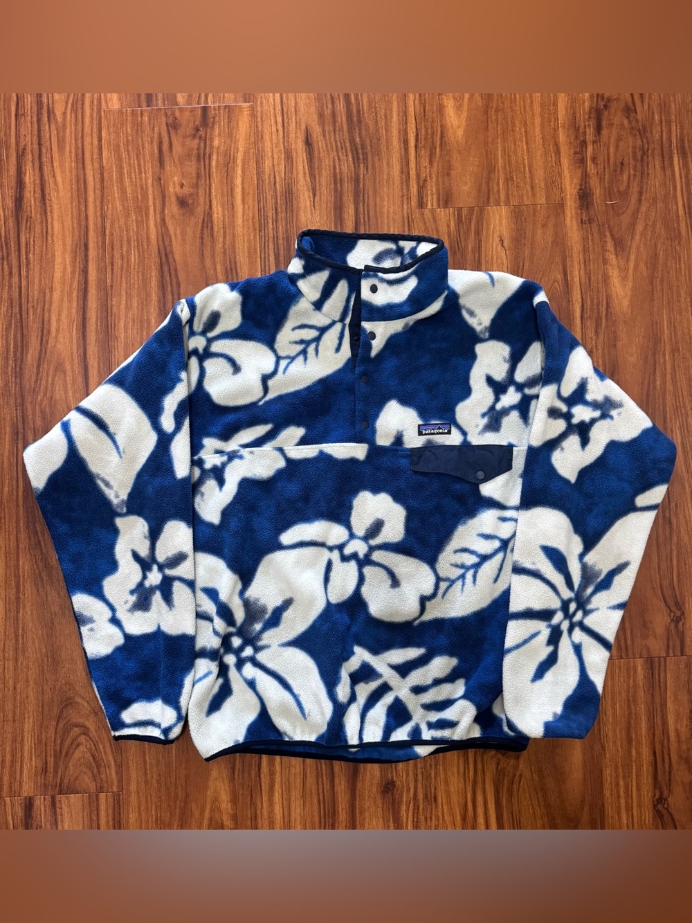 Patagonia Synchilla Jacket Men's Spice Garden Navy Blue White Fleece Size Large